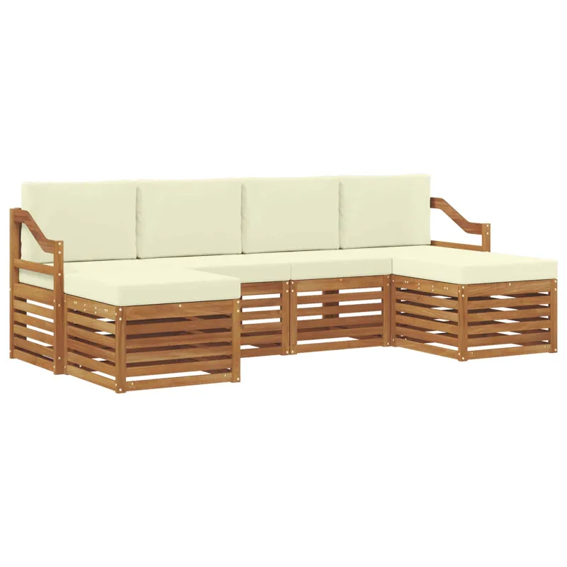 Sofų komplektai su pagalve 6 pcs Natūralus ir grietinėlė