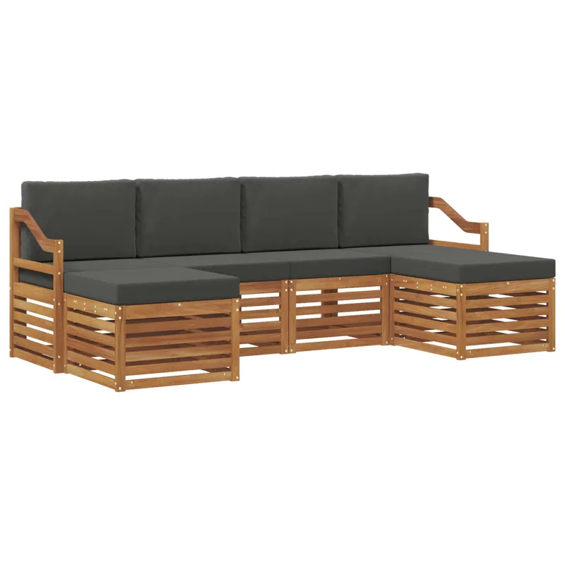 Sofų komplektai su pagalve 6 pcs Natūralus ir antracitas