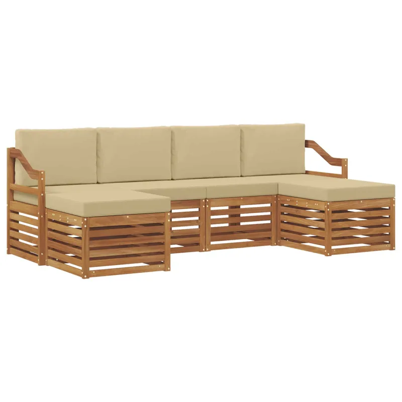 Sofų komplektai su pagalve 6 pcs Natūralus ir bežinis