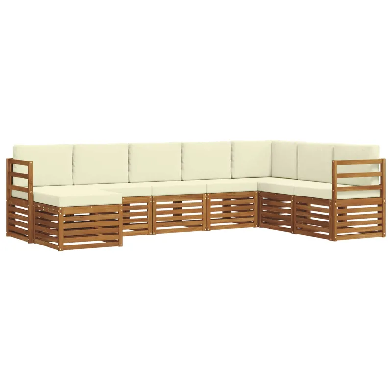 Lauko sofos komplektas su pagalve 8 pcs Natūralus ir grietinėlė