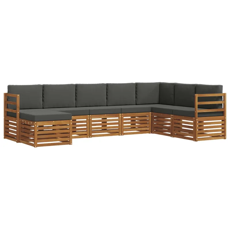 Lauko sofos komplektas su pagalve 8 pcs Natūralus ir antracitas