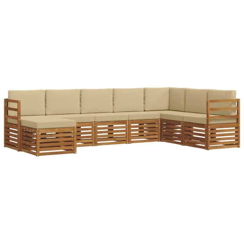 Lauko sofos komplektas su pagalve 8 pcs Natūralus ir bežinis