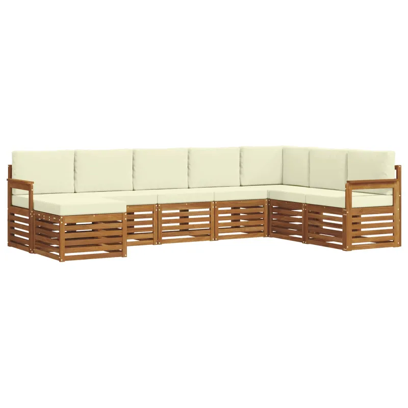 Lauko sofos komplektas su pagalve 8 pcs Natūralus ir grietinėlė