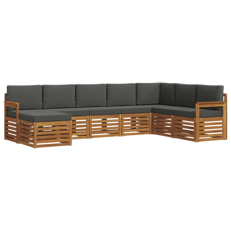Lauko sofos komplektas su pagalve 8 pcs Natūralus ir antracitas