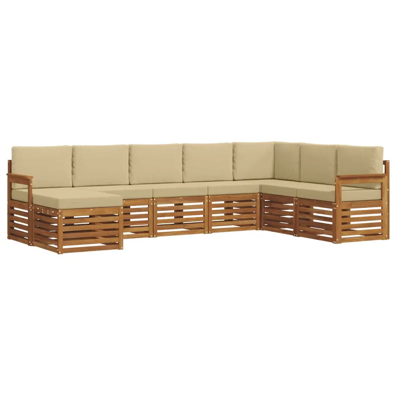 Lauko sofos komplektas su pagalve 8 pcs Natūralus ir bežinis