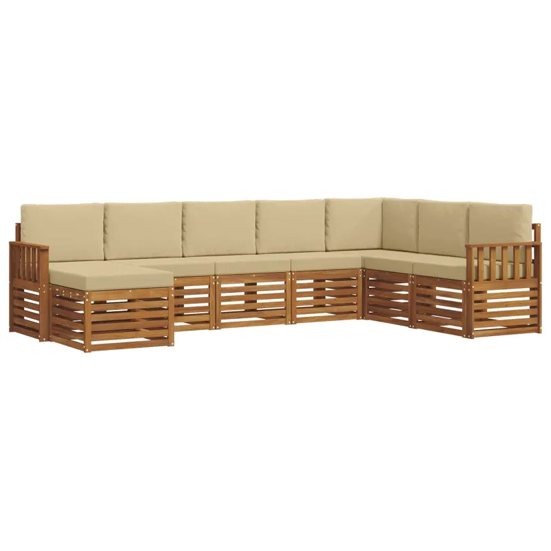 Lauko sofos komplektas su pagalve 8 pcs Natūralus ir bežinis