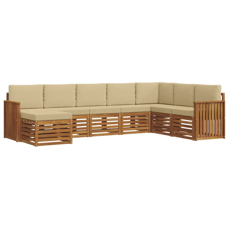 Lauko sofos komplektas su pagalve 8 pcs Natūralus ir bežinis