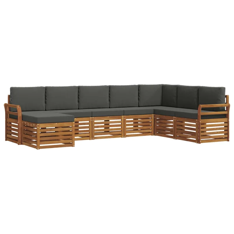 Lauko sofos komplektas su pagalve 8 pcs Natūralus ir antracitas