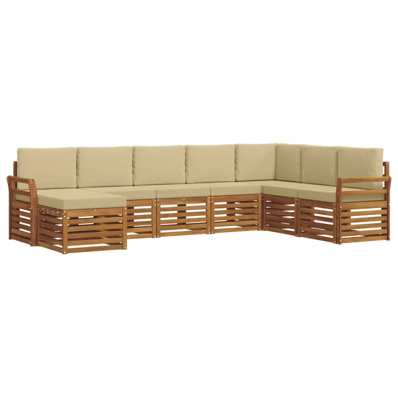 Lauko sofos komplektas su pagalve 8 pcs Natūralus ir bežinis