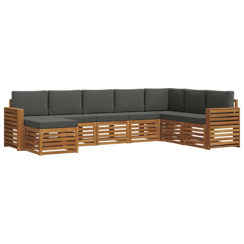 Lauko sofos komplektas su pagalve 8 pcs Natūralus ir antracitas