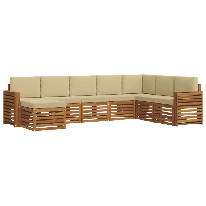 Lauko sofos komplektas su pagalve 8 pcs Natūralus ir bežinis
