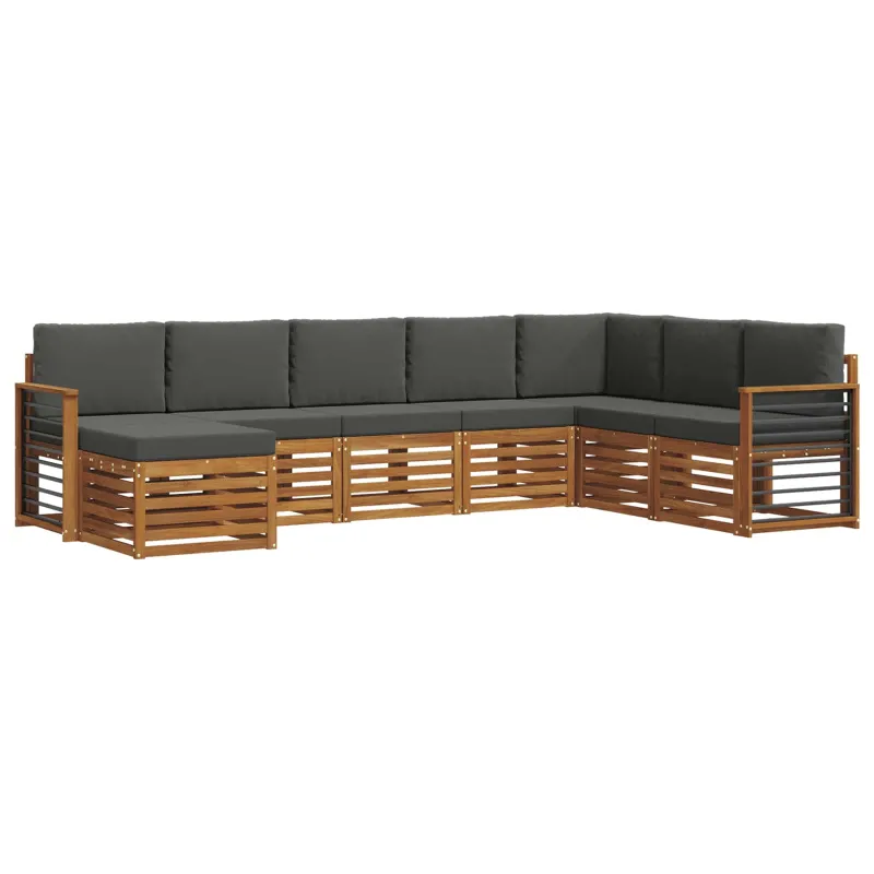 Lauko sofos komplektas su pagalve 8 pcs Natūralus ir antracitas