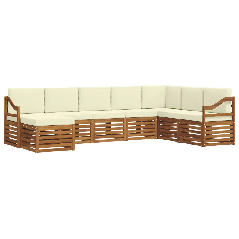 Lauko sofos komplektas su pagalve 8 pcs Natūralus ir grietinėlė