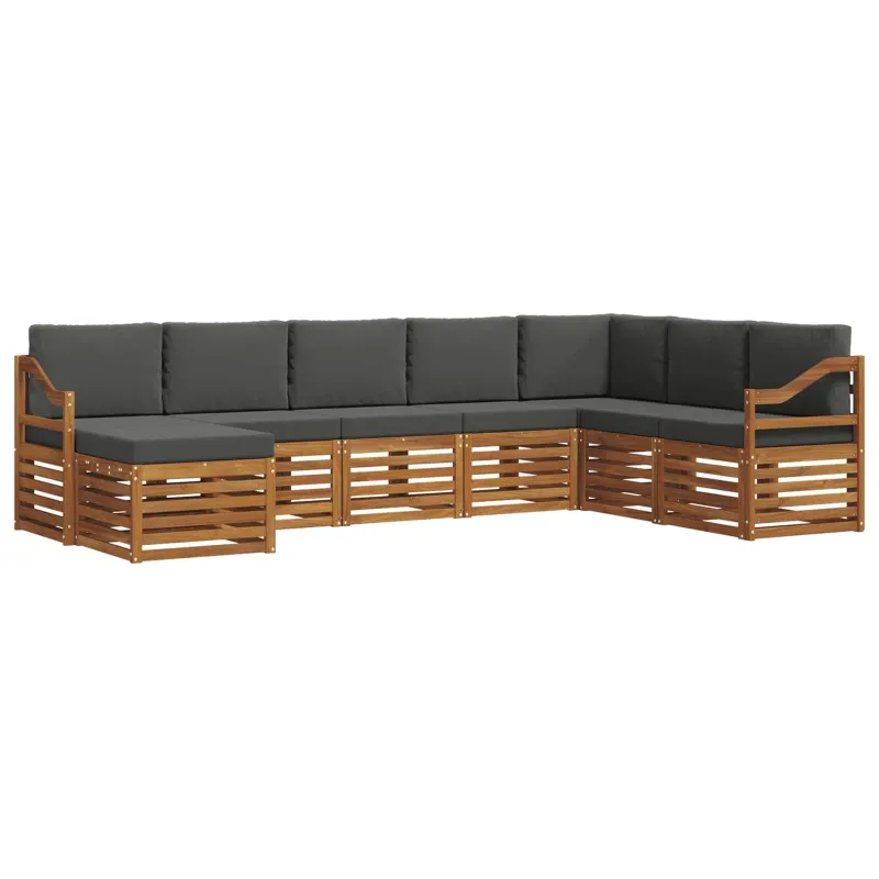 Lauko sofos komplektas su pagalve 8 pcs Natūralus ir antracitas