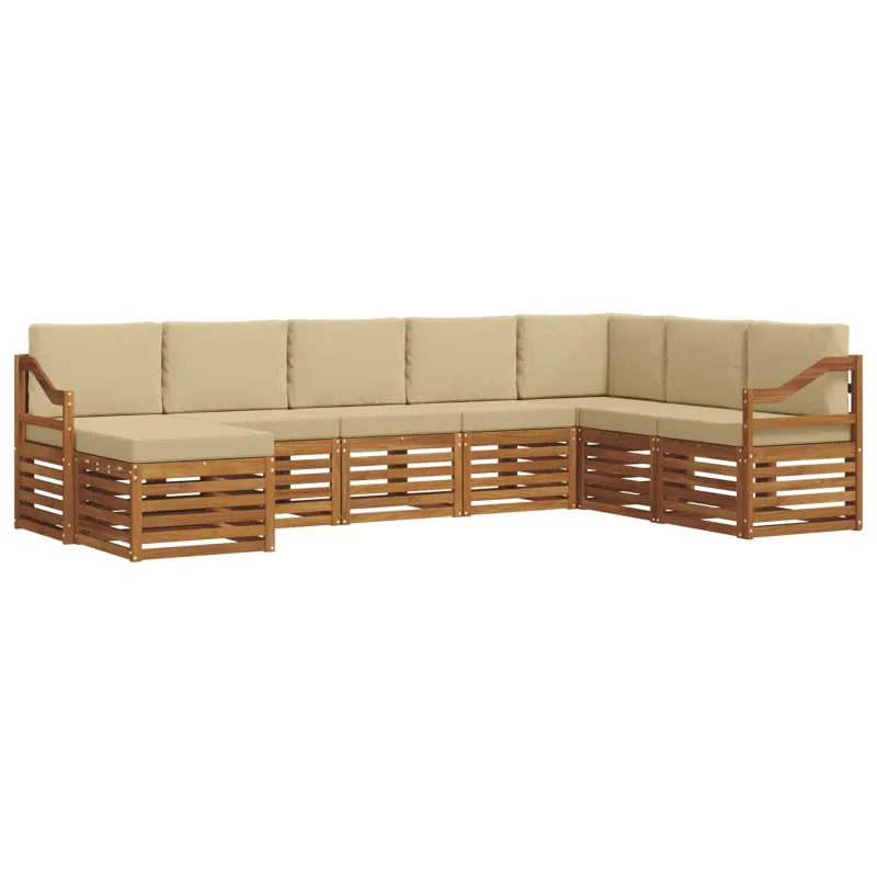 Lauko sofos komplektas su pagalve 8 pcs Natūralus ir bežinis