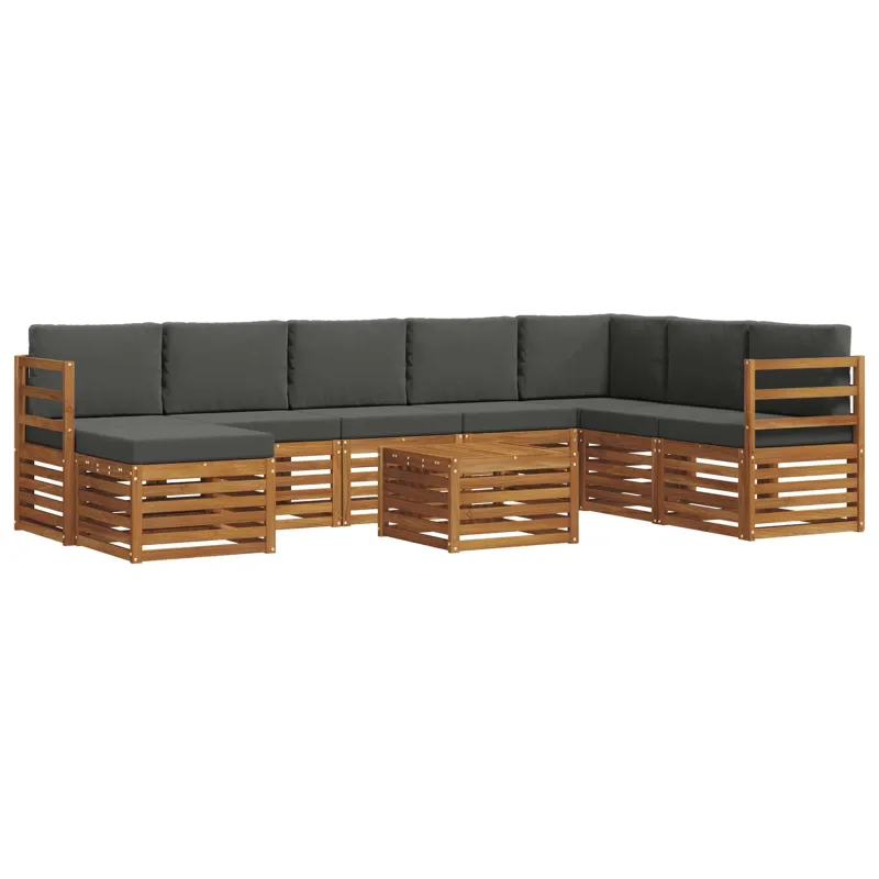 Lauko sofos komplektas su pagalve 9 pcs Natūralus ir antracitas
