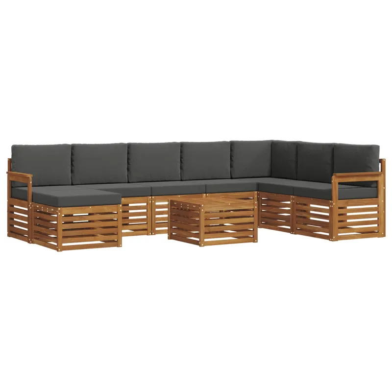 Lauko sofos komplektas su pagalve 9 pcs Natūralus ir antracitas