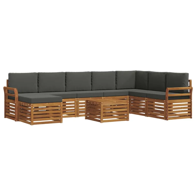Lauko sofos komplektas su pagalve 9 pcs Natūralus ir antracitas