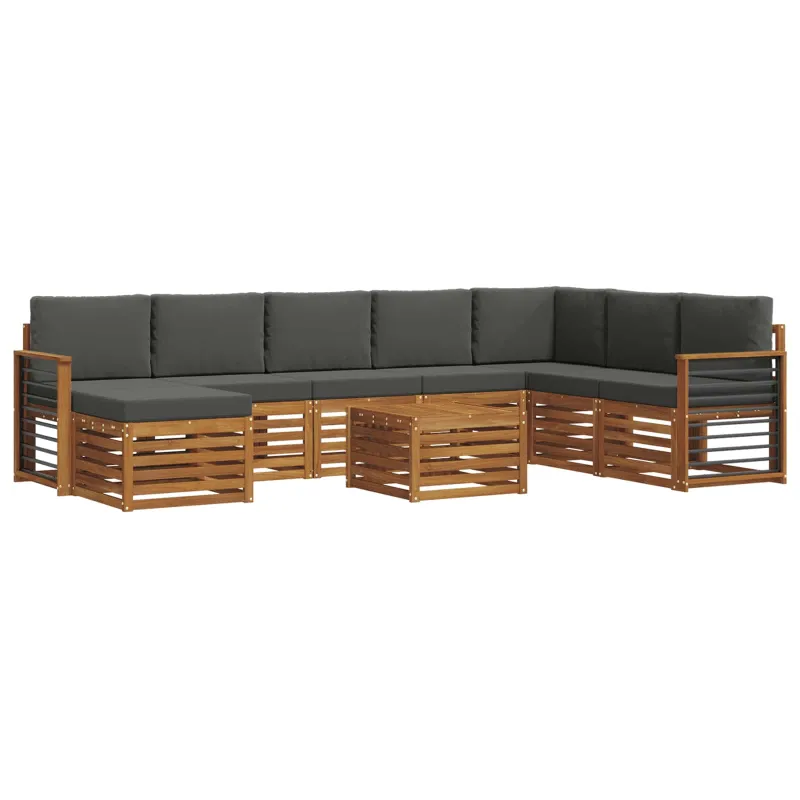 Lauko sofos komplektas su pagalve 9 pcs Natūralus ir antracitas
