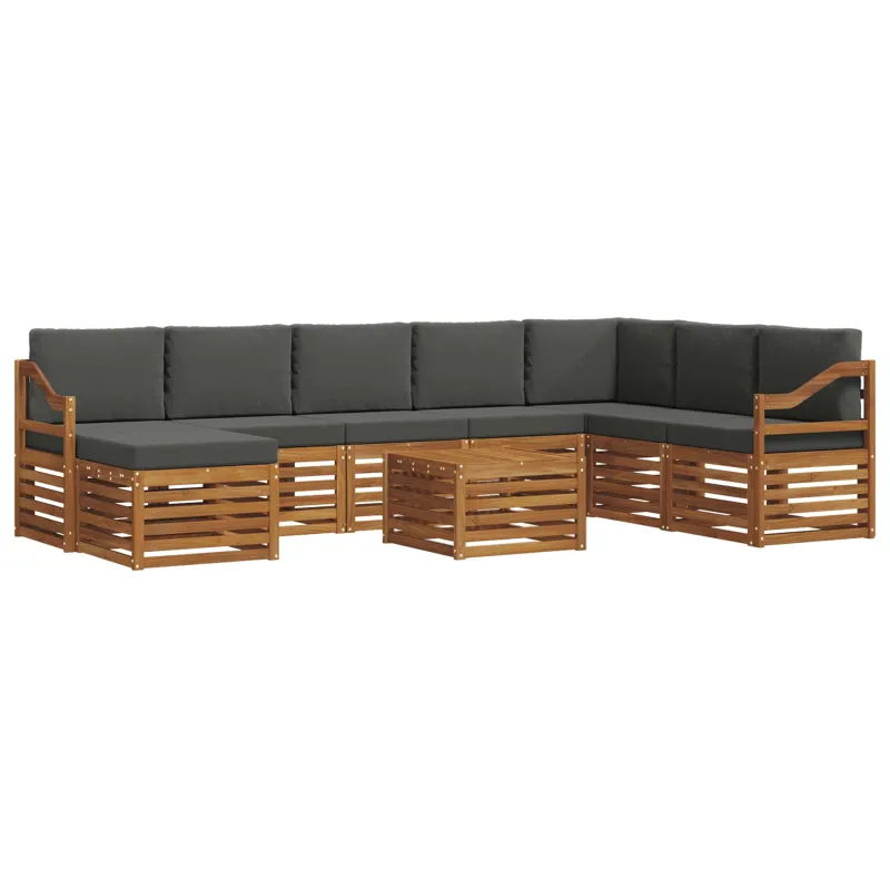 Lauko sofos komplektas su pagalve 9 pcs Natūralus ir antracitas