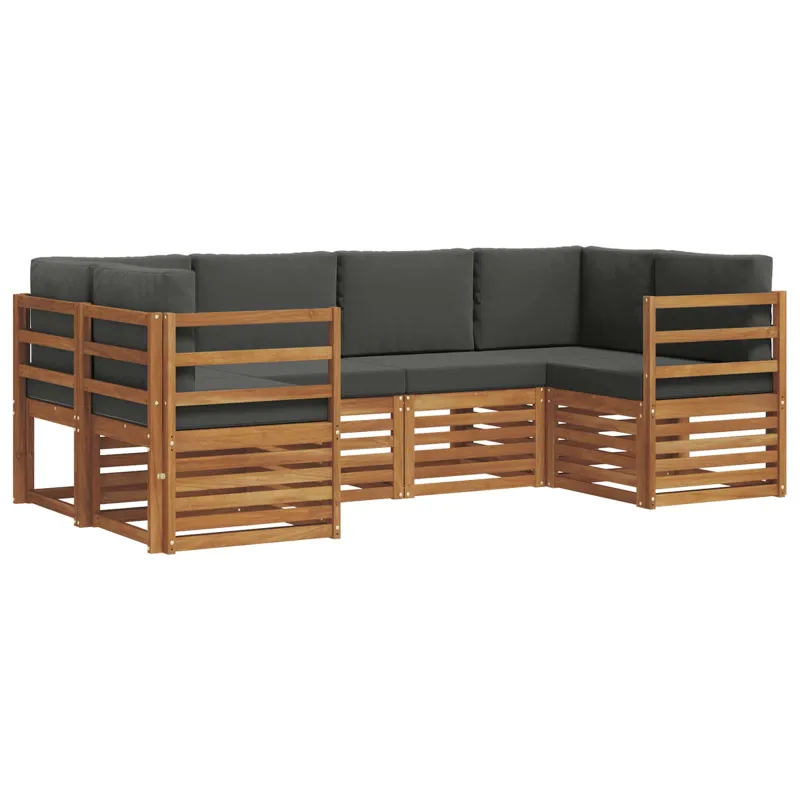Sekcijos sofų komplektas 6 pcs Natūralus ir antracitas