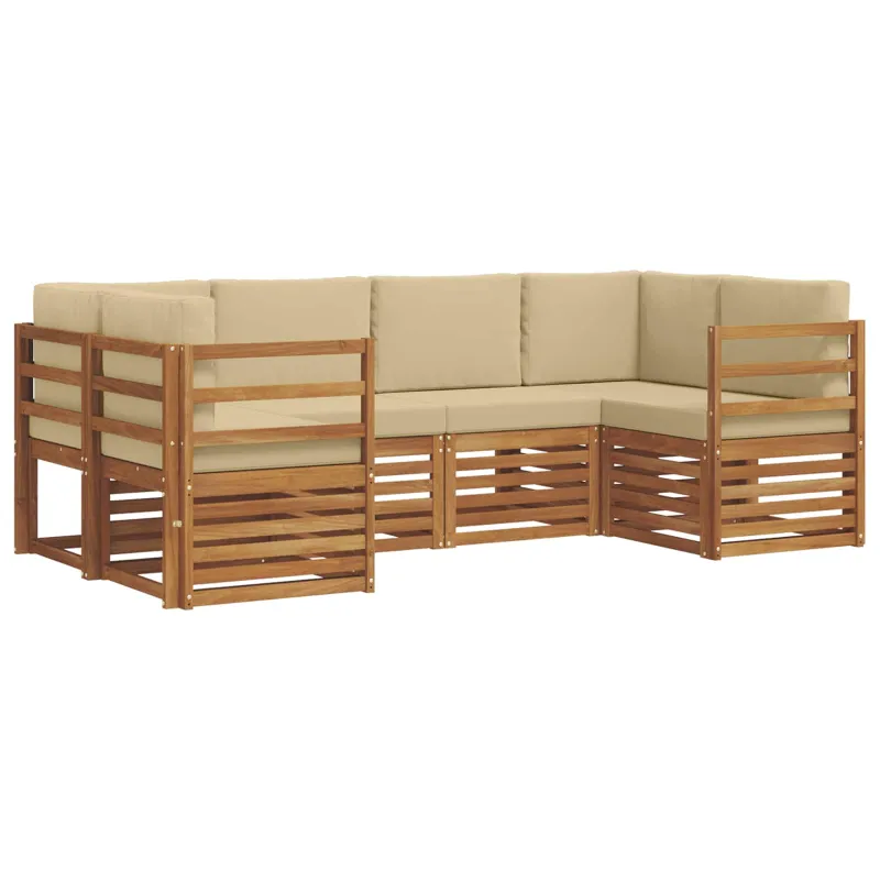 Sekcijos sofų komplektas su pagalve 6 pcs Natūrali