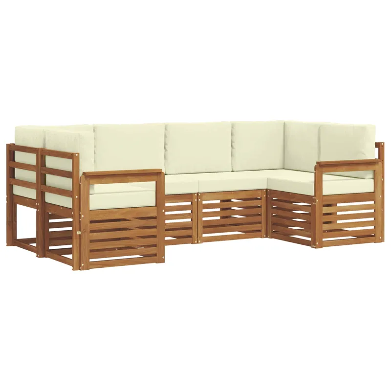 Sekcijos sofų komplektas 6 pcs Natūralus ir grietinėlė