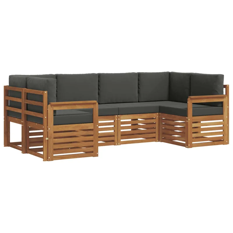 Sekcijos sofų komplektas 6 pcs Natūralus ir antracitas