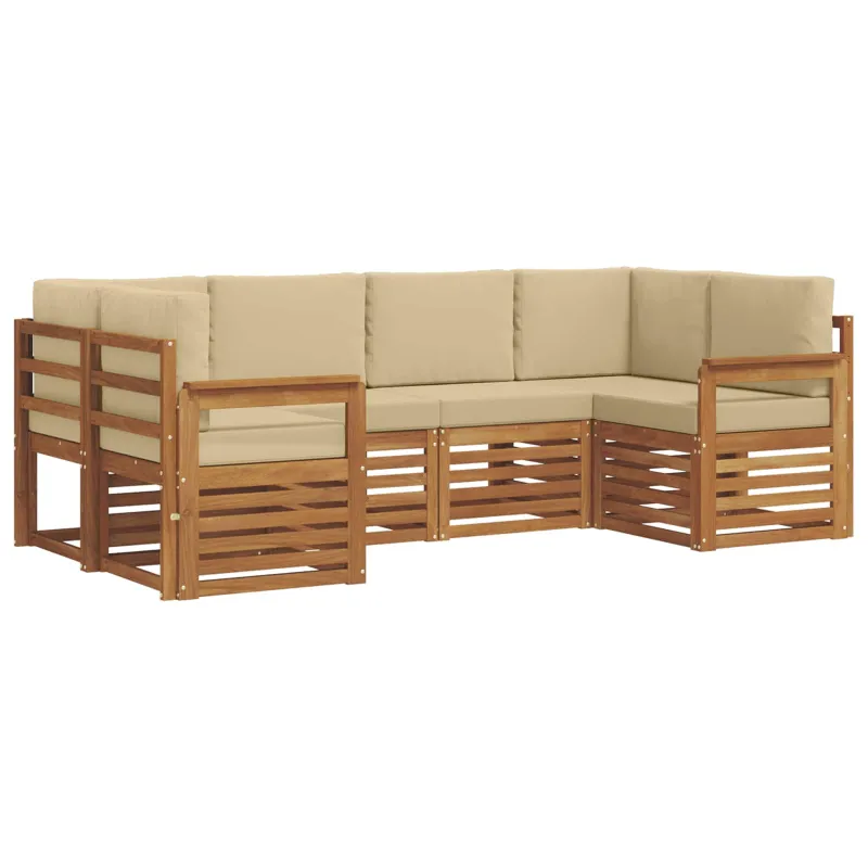 Sekcijos sofų komplektas su pagalve 6 pcs Natūrali