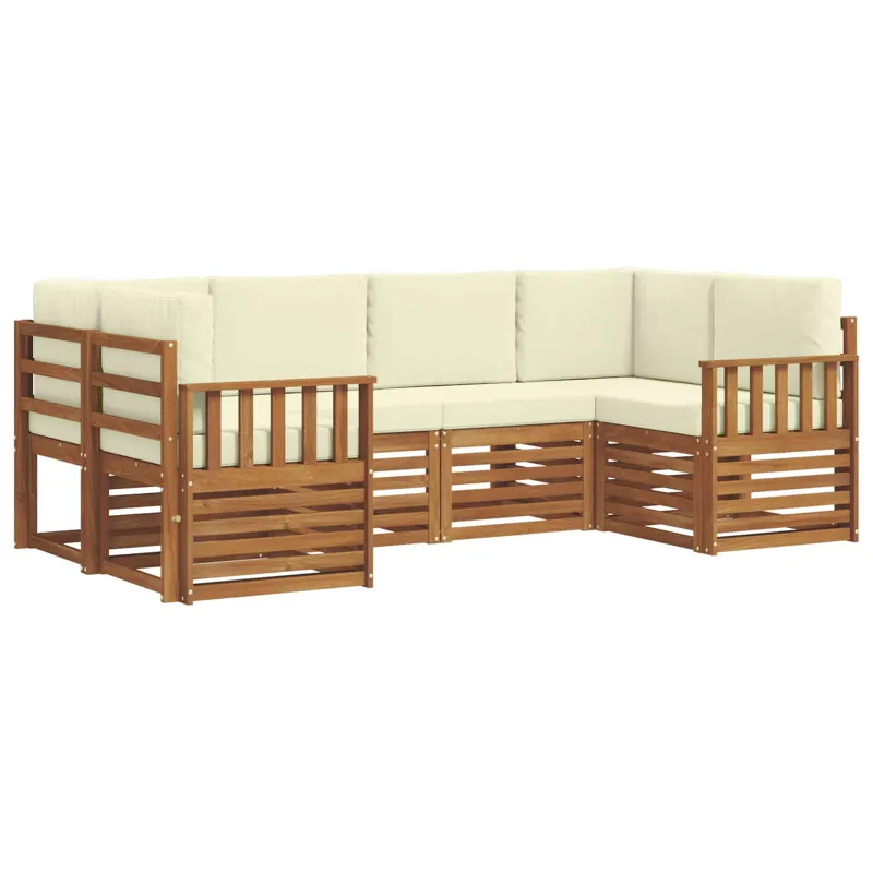 Sekcijos sofų komplektas 6 pcs Natūralus ir grietinėlė