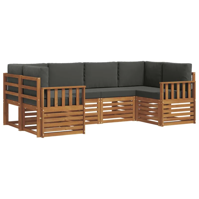 Sekcijos sofų komplektas 6 pcs Natūralus ir antracitas
