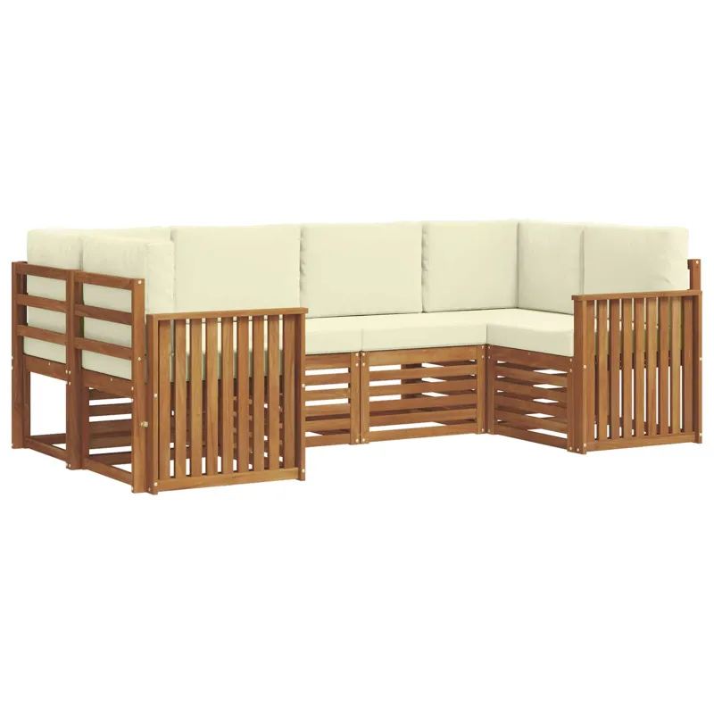 Sekcijos sofų komplektas 6 pcs Natūralus ir grietinėlė