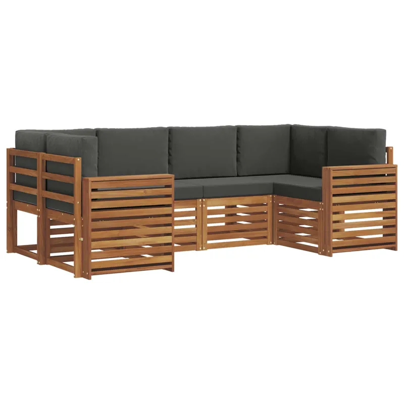 Sekcijos sofų komplektas 6 pcs Natūralus ir antracitas