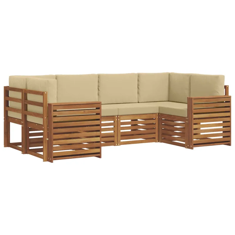 Sekcijos sofų komplektas su pagalve 6 pcs Natūralus ir bežinis