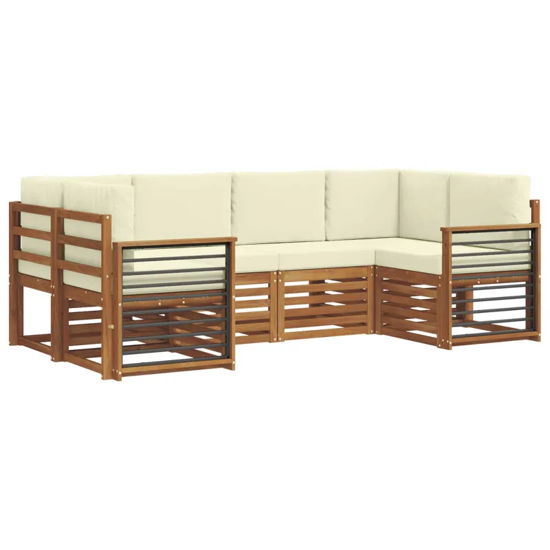 Sekcijos sofų komplektas 6 pcs Natūralus ir grietinėlė