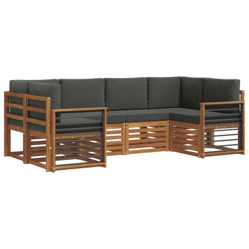 Sekcijos sofų komplektas 6 pcs Natūralus ir antracitas