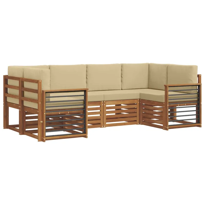 Sekcijos sofų komplektas su pagalve 6 pcs Natūrali