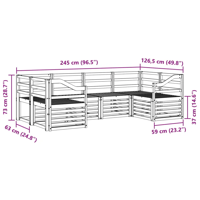 Sekcijos sofų komplektas 6 pcs Natūrali