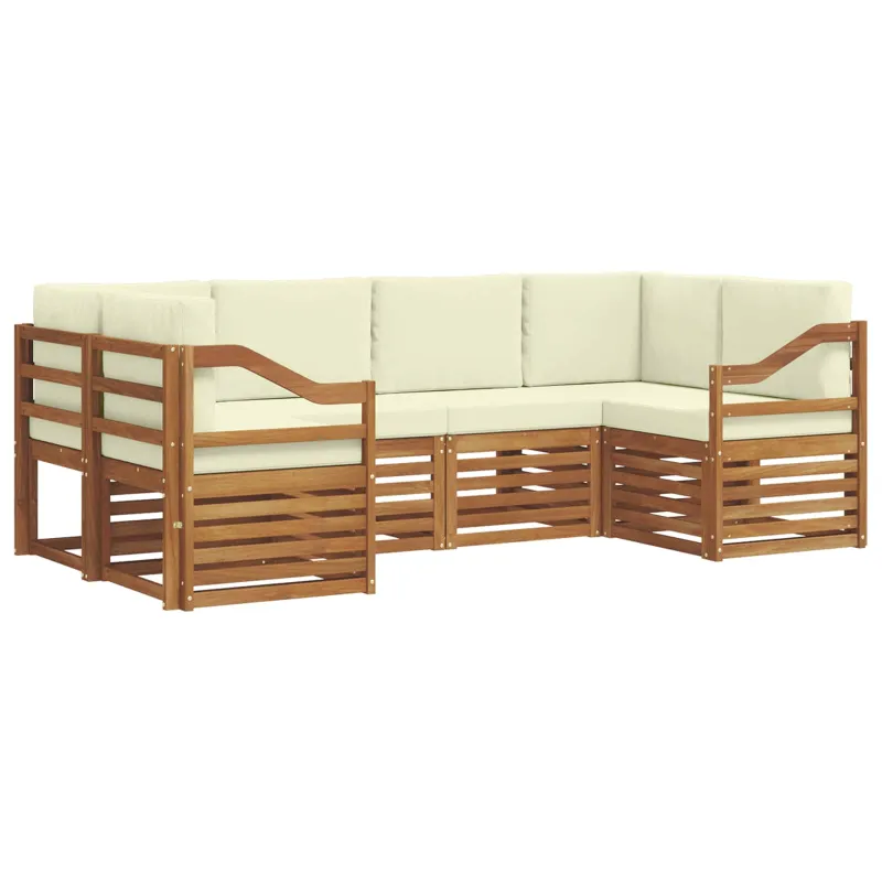 Sekcijos sofų komplektas 6 pcs Natūralus ir grietinėlė