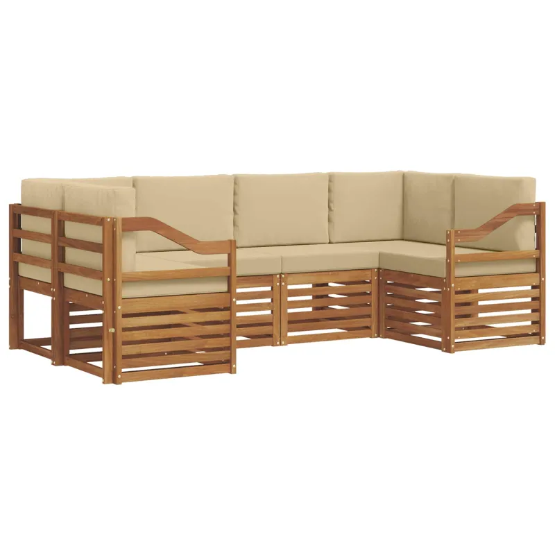 Sekcijos sofų komplektas su pagalve 6 pcs Natūrali