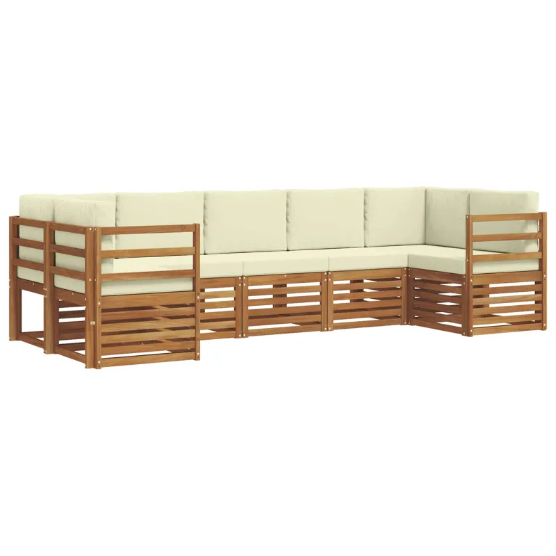 Lauko sofos komplektas 7 pcs Natūralus ir grietinėlė