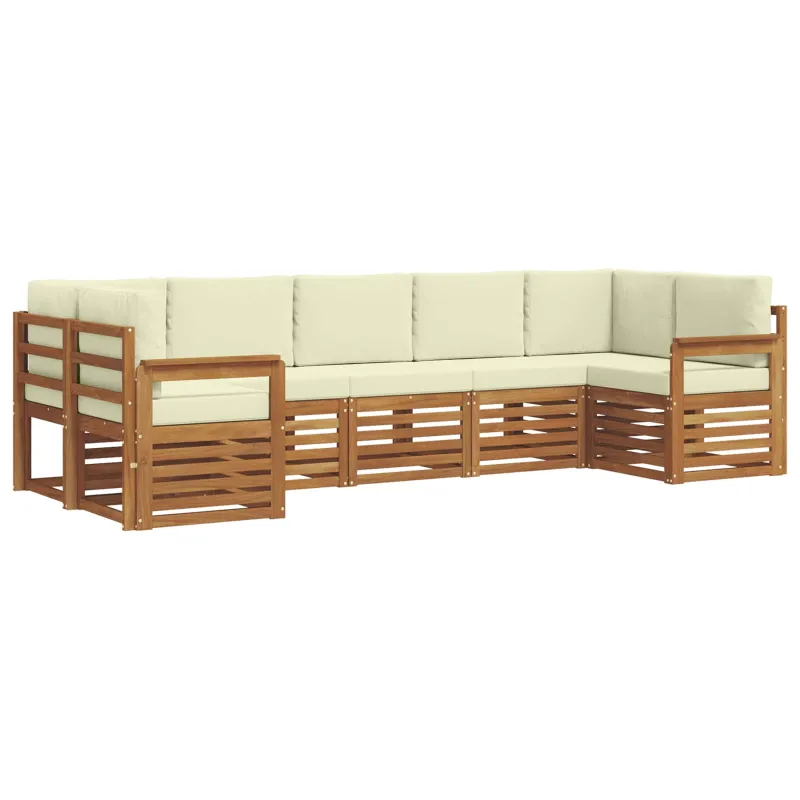 Sekcijos sofų komplektas 7 pcs Natūralus ir grietinėlė