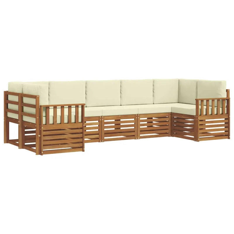 Sekcijos sofų komplektas 7 pcs Natūralus ir grietinėlė