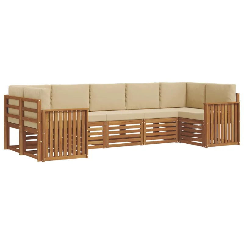 Sekcijos sofų komplektas su pagalve 7 pcs Natūralus ir bežinis