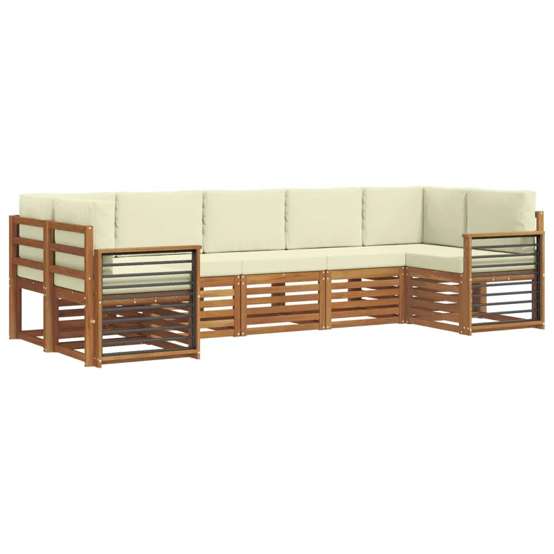 Sekcijos sofų komplektas 7 pcs Natūralus ir grietinėlė