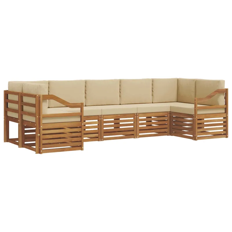 Sekcijos sofų komplektas su pagalve 7 pcs Natūralus ir bežinis