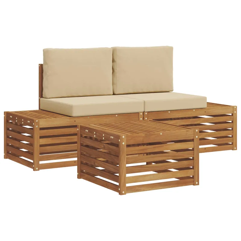 Lauko sofos komplektas Natūralus ir bežinis 59 x 59 x 37 cm