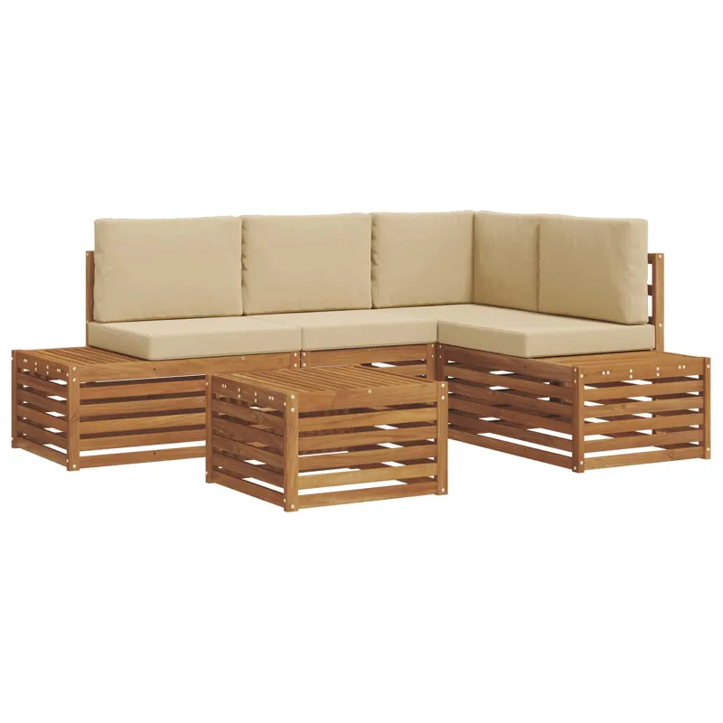 Lauko sofos komplektas Natūralus ir bežinis 59 x 59 x 37 cm