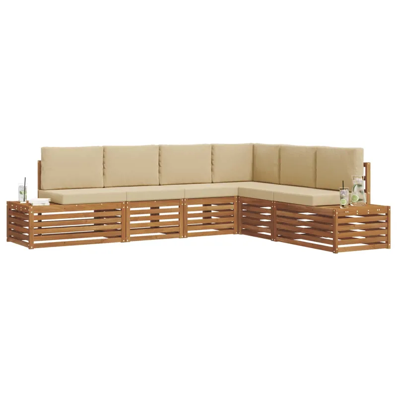 Lauko sofos komplektas Natūralus ir bežinis 273 x 213,5 x 73 cm
