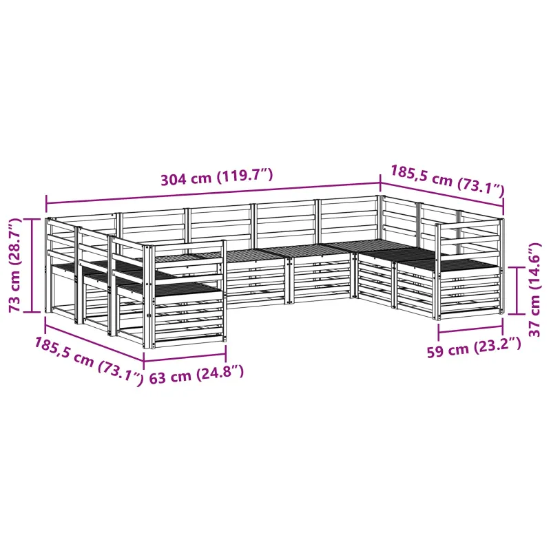 Sekcijos sofų komplektas 9 pcs Natūrali